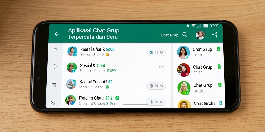 Tampilan antarmuka aplikasi Chat Grup 9399 yang menarik.