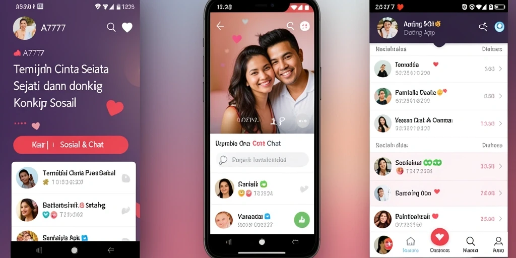 Screenshot utama A7777 menunjukkan antarmuka yang menarik untuk menemukan pasangan.