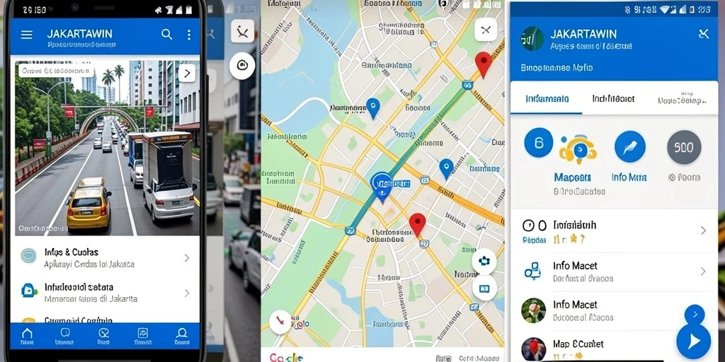 Antarmuka JAKARTAWIN yang menunjukkan peta info kemacetan di Jakarta.