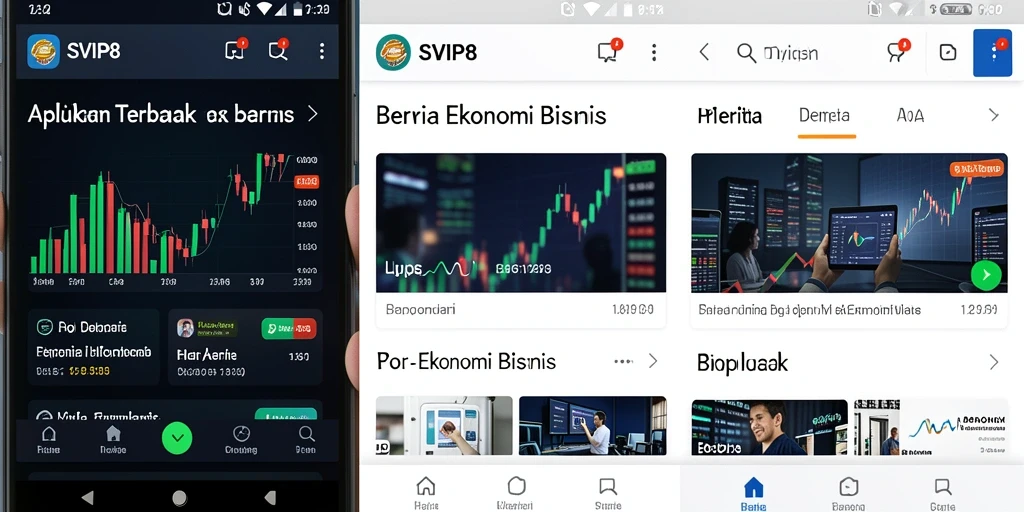 Tampilan antarmuka SVIP8 yang menawan dan informatif untuk berita Ekonomi Bisnis.