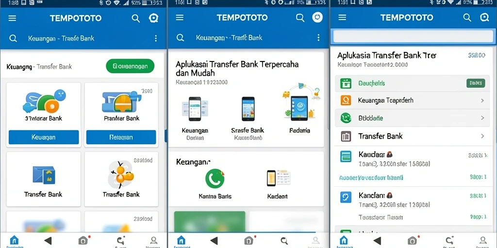 Antarmuka intuitif TEMPOTOTO untuk transfer bank yang aman.
