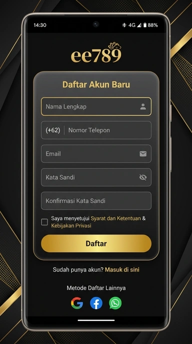 Tampilan halaman daftar ee789